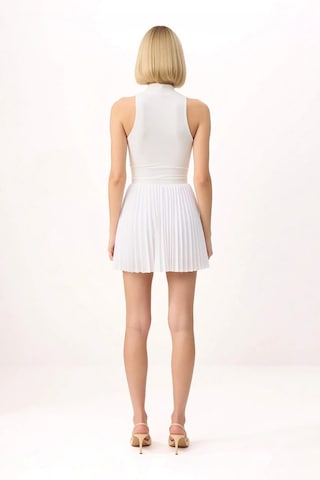 Benerly Kadın Sportswear Kolsuz Halter Yaka Micro Shift Mini Elbise Astar Ekru
