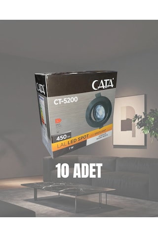 Cata Ct-5200 Lal Led Spot 7w Günışığı - 10 Lu Paket Siyah