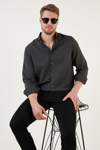 Buratti Pamuklu Regular Fit Düğmeli Yaka Kışlık Erkek Gömlek Cf24W127079 Antrasit