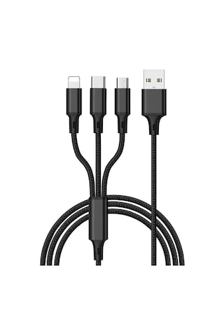 Wiwu YZ108 3 in 1 USB Hızlı Şarj ve Data Kablosu Siyah