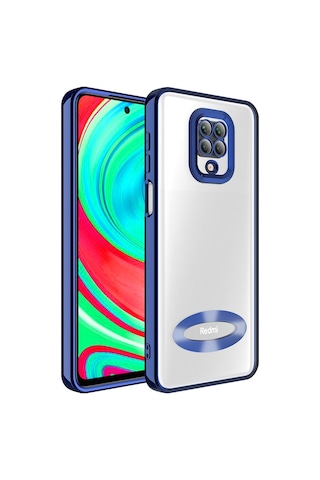 Xiaomi Redmi Note 9s Kılıf Kamera Korumalı Logo Gösteren Zore Omega Kapak Lacivert