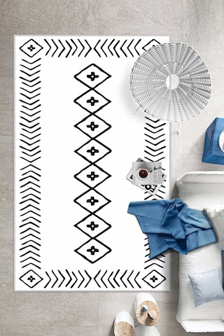 West Home Dijital Baskı Yıkanabilir Kaymaz Taban Salon Halısı Mutfak Halısı Yolluk Ve Banyo Paspası Wh 375 White