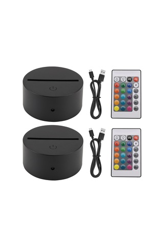Xurunkeji 2'li Paket 3d Gece Led Işık Lambası Tabanı + Uzaktan Kumanda + Usb Kablosu, Akrilik Siyah İçin 16 Renk Işık Gösterisi Ekran Standı Siyah