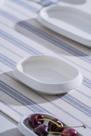 Acar Jea-07400 Rumi 6 Adet Porselen Oval Kayık Sunum Tabak 13 Cm Beyaz