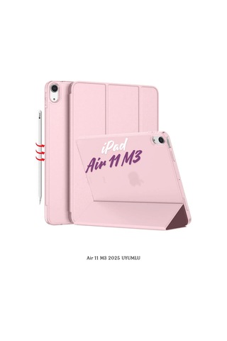 Apple Uyumlu iPad Air 11 2025 M3 Çip Katlanabilir Standlı Smart Cover Fuchsia Tablet Kılıfı Kapaklı Kılıf