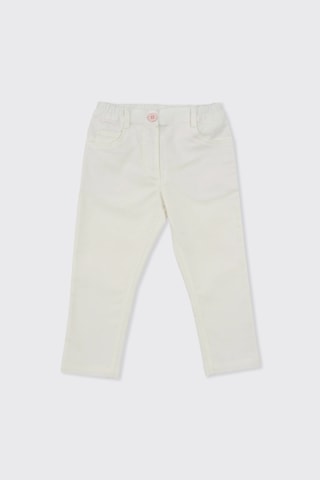 Panço Kız Çocuk Beli Lastikli Pantolon Beyaz