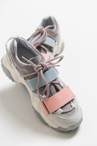 Luvishoes Luvi Shoes Lulen Buz Multi Sim Yazılı Cırtlı Kadın Spor Sneakers Buz - Pembe - Mavi Çok Renkli