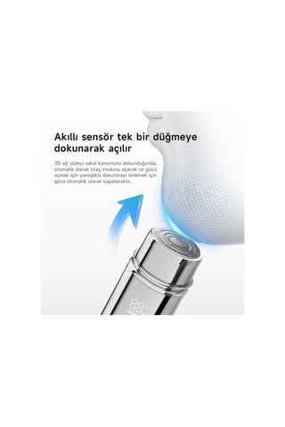 Pluzz Şarjlı Taşınabilir Unisex Mini Seyahat Sakal Ve Yanak Tıraş Makinesi Su Geçirmez Dijital Ekran Metalik - 915986967