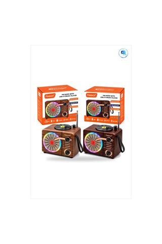 Işıklı Retro Bluetooth Fm Radyo Hoparlör Usb Tf Kart Şarjlı Taşın