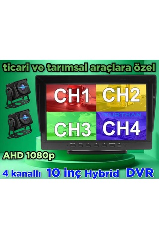 2 Ad180 Derece Geniş Açı Ahd Kamera 10'' Dvr Monitör Set 12 Volt