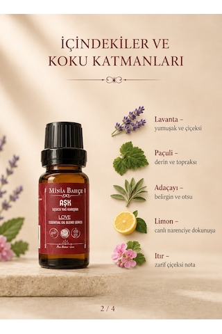 Minia Bahçe Bitki Ve Sanat Atölyesi Aşk Love Uçucu Yağ Karışımı Lavanta Paçuli Adaçayı Limon ve Itır Yağları 10 ML