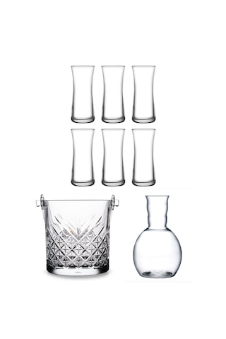 Paşabahçe Rakı Bardağı,nude Kristal Karaf Ve Timeless Buz Kovası