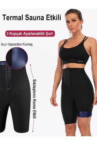 Mistirik Sauna-şort Extra İncelten Yağ Yakan Termal İçlik Sauna Şort Siyah