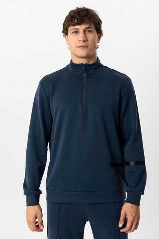 Backandbond Lacivert Regular Fit Dik Yaka Yarım Fermuarlı Sweatshirt