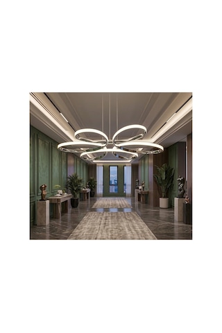 Yonca 6 Lı Krom Sarkıt 3 Renkli Salon Mutfak Çocuk Odası Yemek Masası Ve Antre İçin Modern Led Gümüş