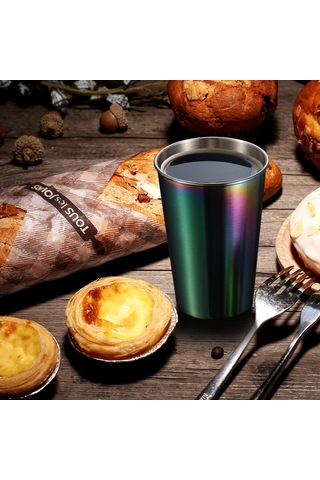 Hallow 5 Adet Paslanmaz Çelik Bardak 500ml Kapasiteli Çocuklar Gökkuşağı