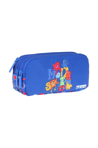Kaukko Kids Moster Baskılı Mavi Erkek Çocuk Okul Kalemliği Kalem Çantası - L5406