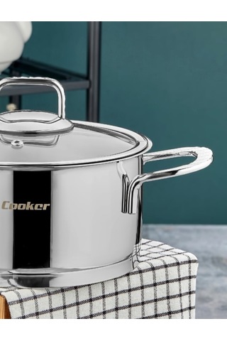 Cooker 16 Cm Bomonti Paslanmaz Çelik 2 Litre Derin Tencere Gümüş