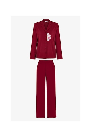 Penti Bordo Happiness Uzun Kollu Gömlek Pantolon Pijama Takımı