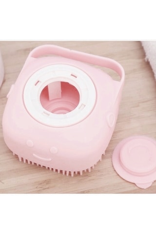 Markapet Şampuan Hazneli Kedi Köpek Silikon Duş Fırçası Pembe 11 CM