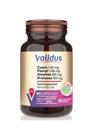 Validus Digestive Comfort Cumin + Fennel + Amylase 60 Kapsül