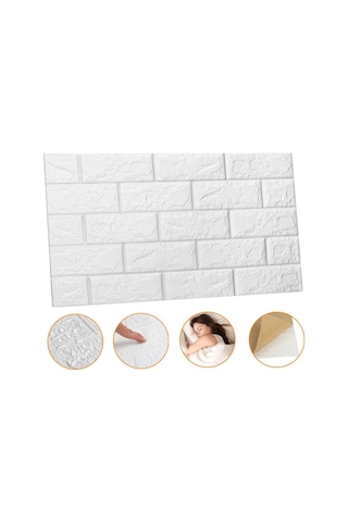 70X38cm Kendinden Yapışkanlı 3D Beyaz Duvar Kaplama Kağıdı Paneli