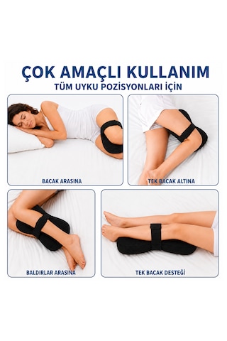 Microcase Ortopedik Diz Bacak Arası Yastık Destek Yan Yatış Yastığı Al5588 Siyah