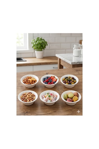 12 Cm Melamin Müsli Ve Hoşaf Kasesi Çerezlik Çorba/salata Kase 400 Ml 6 Adet Sosluk,atıştırmalık Beyaz
