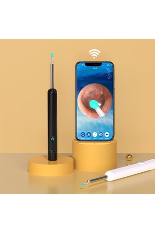 Maiyame Kablosuz Wıfı Kulak Kamerası İle Kulak Kehribar Temizleme Aleti - Siyah 8 Parça Set, Usb Şarjlı, Uhd Görüntü