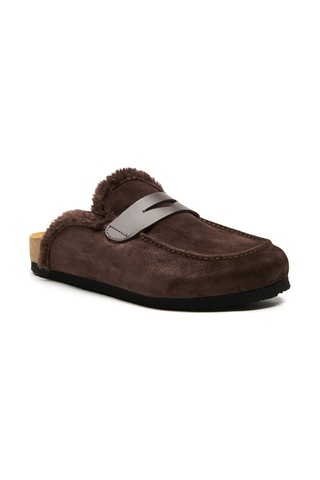 Comfortfusse Snug - Erkek Ortopedik Deri Sabo Terlik Kahverengi Süet Deri