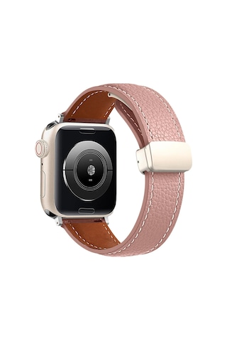 Ugr02 Apple Uyumlu Watch 42mm Kr414 Daks Deri Kordon - Pembe