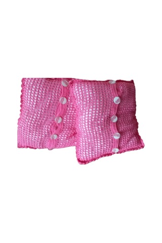 El Örgüsü Motifli Pembe Dekoratif Yastık 1 Çift