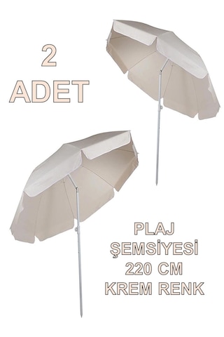 2 Adet Plaj Şemsiyesi Krem Renk