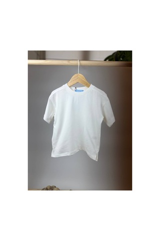 Poala Kids Oversize Unisex Beyaz Basic Tshirt
