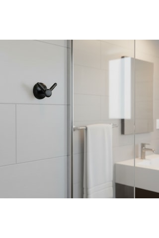Yapışkanlı Bornoz Askılığı Siyah V Bornozluk Paslanmaz Duvara Monte Banyo Havlu Askısı