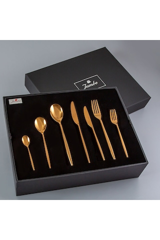 Jumbo 5800 Apollo Titanyum Bronz 12 Kişilik 84 Parça Çatal Kaşık Bıçak Takımı Titanyum Bronz