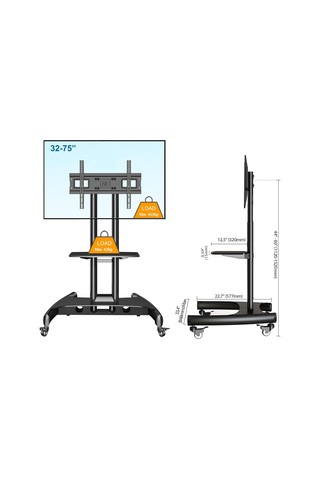 Bayou Nb Ava1500-60-1p Lcd Oled Plazma Düz Panel Ekranlar İçin 32-75 İnch Tuv Sertifikalı Tekerlekli Profosyonel Tv Sehpası Sku: Smg8690010194794
