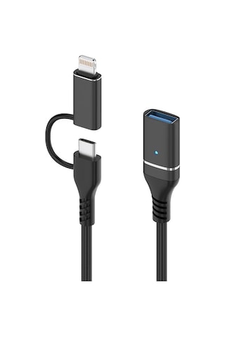 2 İn 1 5gbps Type-c And 8 Pin To Usb 3.0 Otg Adaptör Telefon Ve Notebook Uyumlu Ads-619 Acı Kahverengi