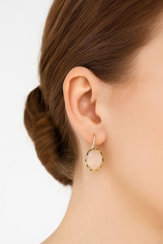 Lale Serisi El İşi Pembe Kuvars Taşlı Gümüş Kadın Küpe Gümüş