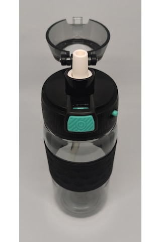Shotay St-7202 600ml Tritan Siyah Şeffaf Matara Taşıma Aparatlı Siyah