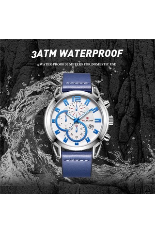 Mızums Erkek İş Saati Moda Alaşımlı Kasa Deri Bantlı Saat Zarif 3 Atm Su Geçirmez Kuvars Bilek Saati Beyaz Yüzeyli Gümüş Kasa Diğer