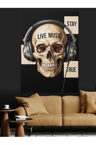 Karizma Tablo Kulaklıklı Canlı Müzik Posteri Dekoratif Kanvas - Mdf Ahşap Tablo