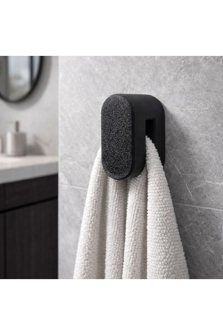 Studio 4'lü Havlu Tutucu Klips Seti - Pratik Havlu Asacağı Banyo Mutfak Düzenleyici Siyah