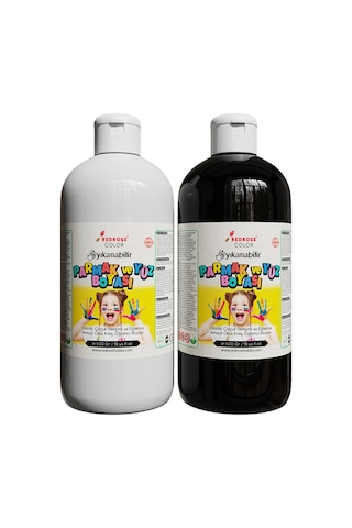 Siyah-beyaz Parmak Boyası 2'li Set 2x500gr Yıkanabilir, Toksik İçermez, Çocuk Okul Kreş İçin