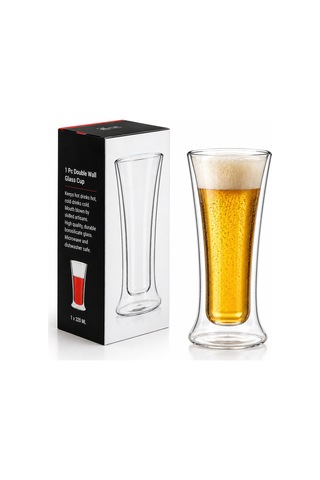 Çift Cidarlı Cam Bardak 320 Ml Borosilikat Isıya Dayanıklı Double Wall Bardak Sıcak & Soğuk İçecek Bardağı, Şeffaf Termal Cam Kupa, Bira Kahve Çay Latte Bardağı