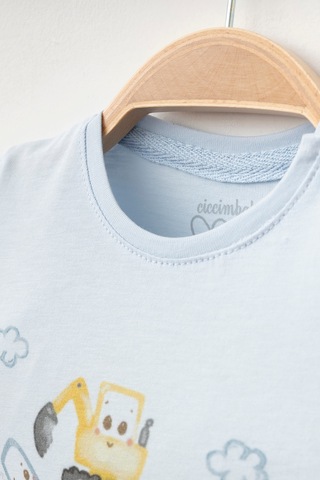 %100 Pamuklu Cloud Cars T-shirt Mavi