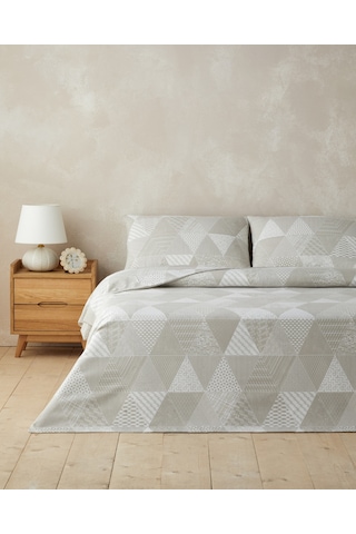 English Home Trio Patch Kolay Ütülenir Çift Kişilik Çarşaflı Nevresim Takımı 200x220 Cm Bej Bej