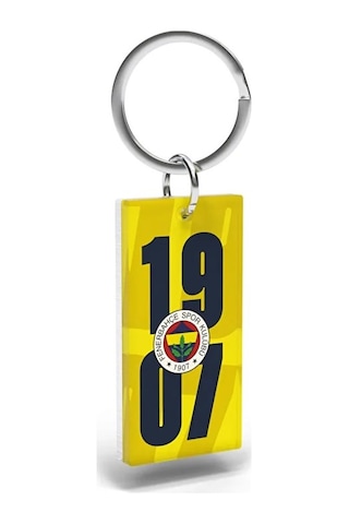 Fenerbahçe Lisanslı Sarı-lacivert 1907 Yazılı Anahtarlık Kanarya Ahşap Kutulu Sarı - Lacivert