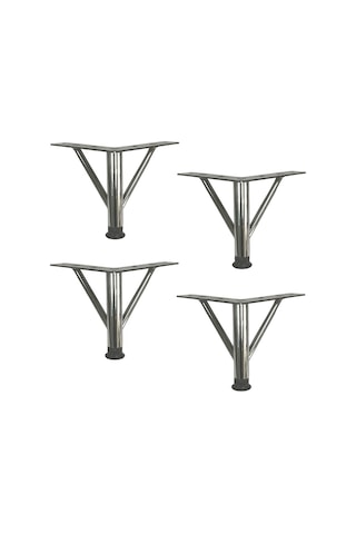4 Adet Firkete Ayak Metal 15 Cm Krom Mobilya Koltuk Ayağı