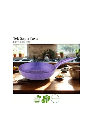 22 Cm Granit Tek Saplı Tava - Violet Violet